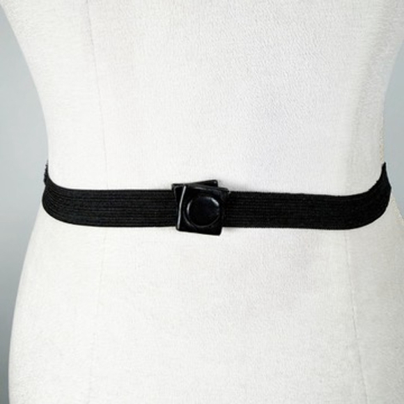 Stunning Special Occasion Statement Waist Belt Black Blue Beaded Stretch Size S main image 5